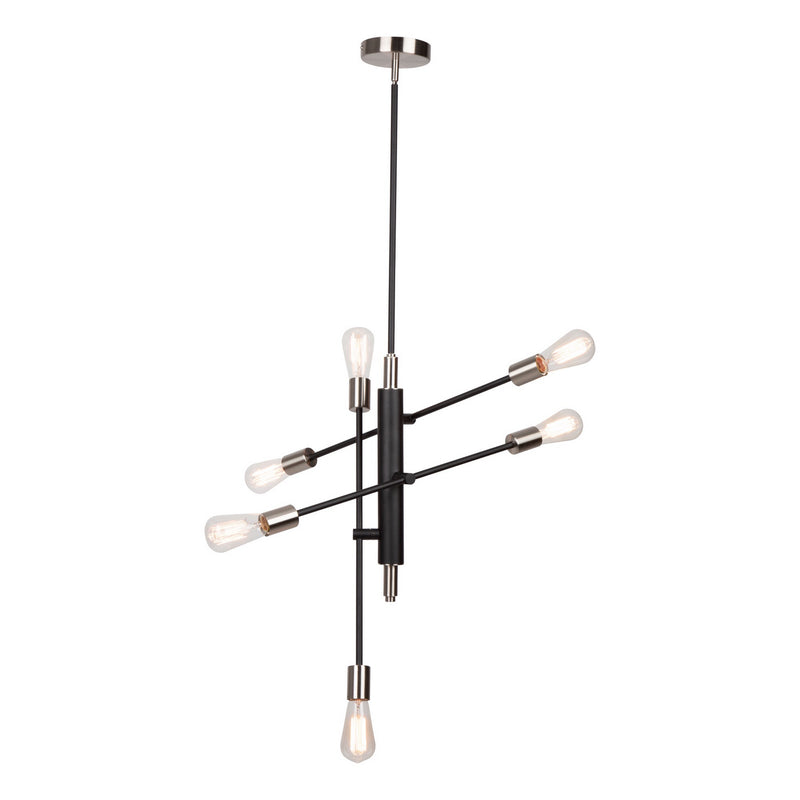 Artcraft AC11252NB Six Light Pendant, Black & Brushed Nickel