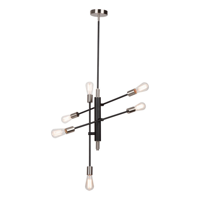 Artcraft AC11252NB Six Light Pendant, Black & Brushed Nickel