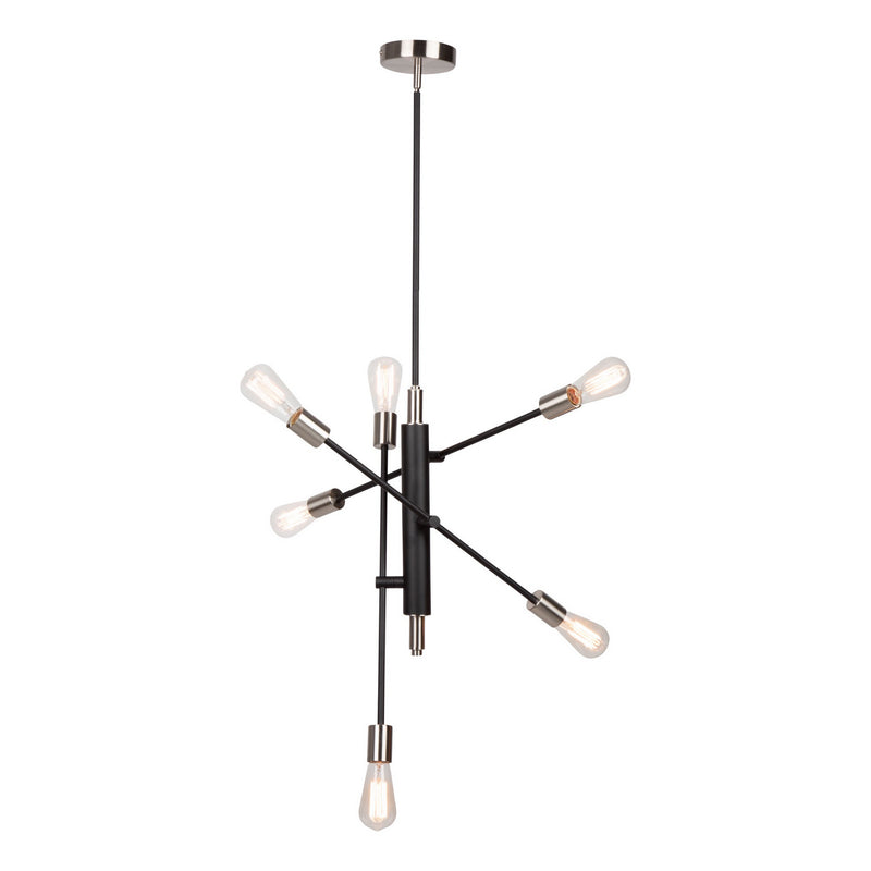 Artcraft AC11252NB Six Light Pendant, Black & Brushed Nickel