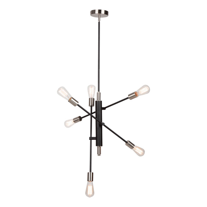 Artcraft AC11252NB Six Light Pendant, Black & Brushed Nickel