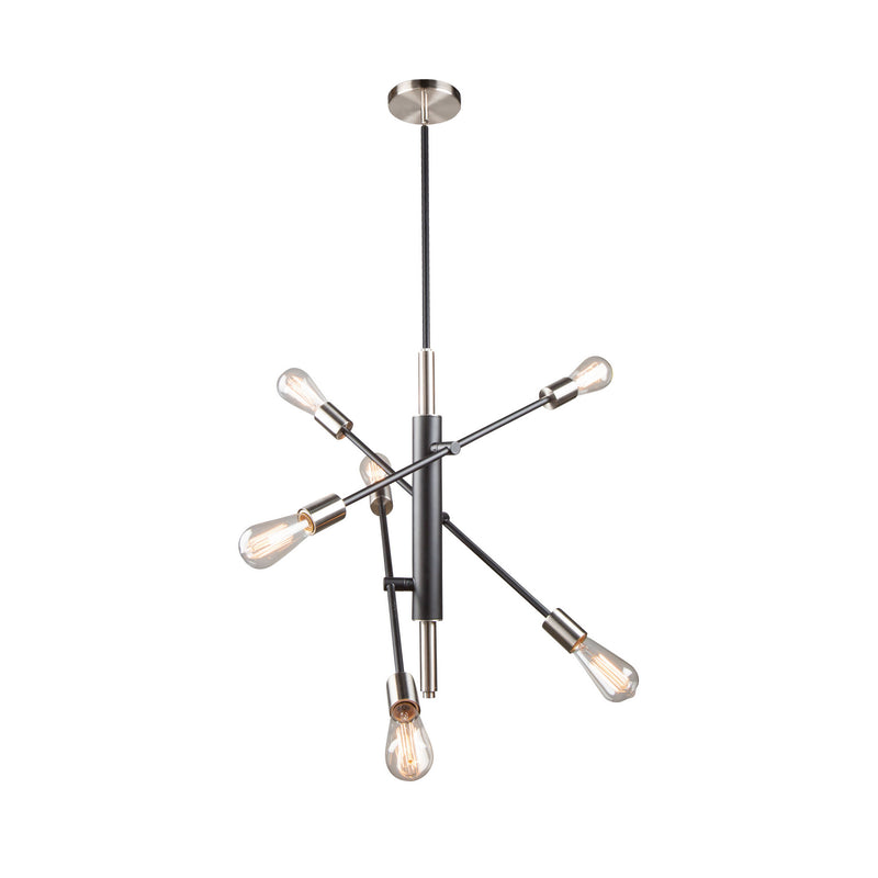 Artcraft AC11252NB Six Light Pendant, Black & Brushed Nickel