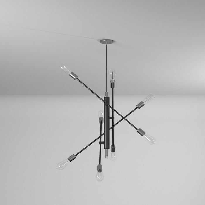 Artcraft AC11253NB Eight Light Pendant, Black & Brushed Nickel