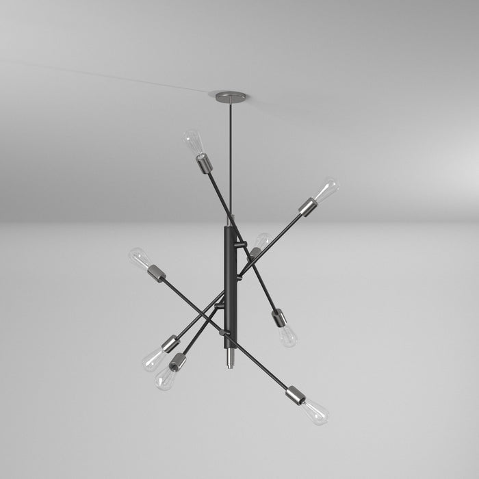 Artcraft AC11253NB Eight Light Pendant, Black & Brushed Nickel