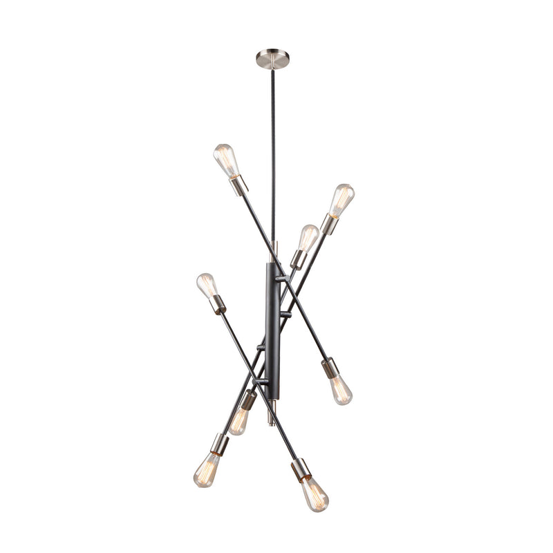 Artcraft AC11253NB Eight Light Pendant, Black & Brushed Nickel