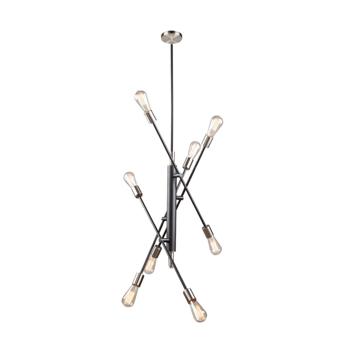 Artcraft AC11253NB Eight Light Pendant, Black & Brushed Nickel