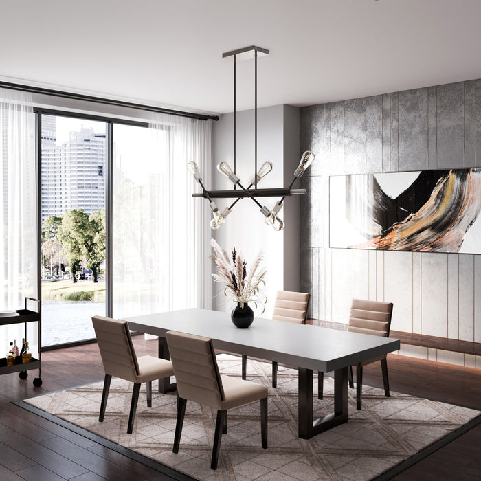 Artcraft AC11254NB Eight Light Island Pendant, Black & Brushed Nickel