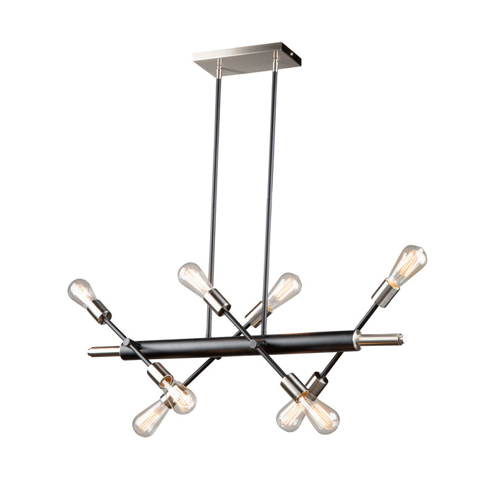 Artcraft AC11254NB Eight Light Island Pendant, Black & Brushed Nickel
