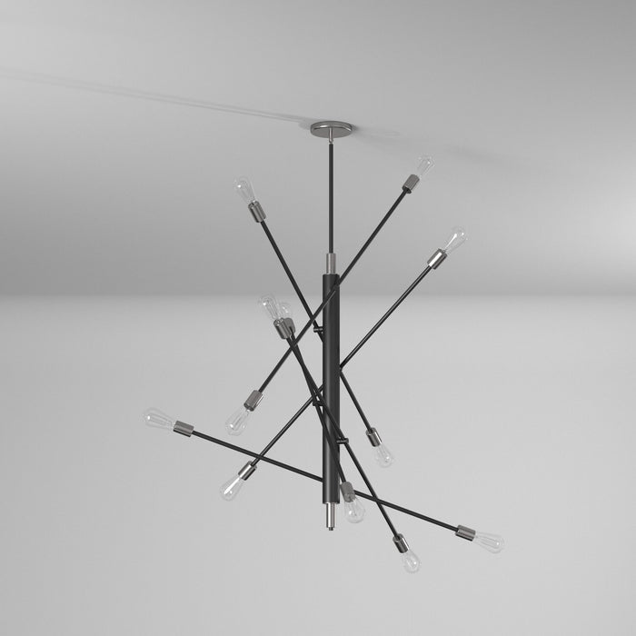 Artcraft AC11255NB 12 Light Pendant, Black & Brushed Nickel