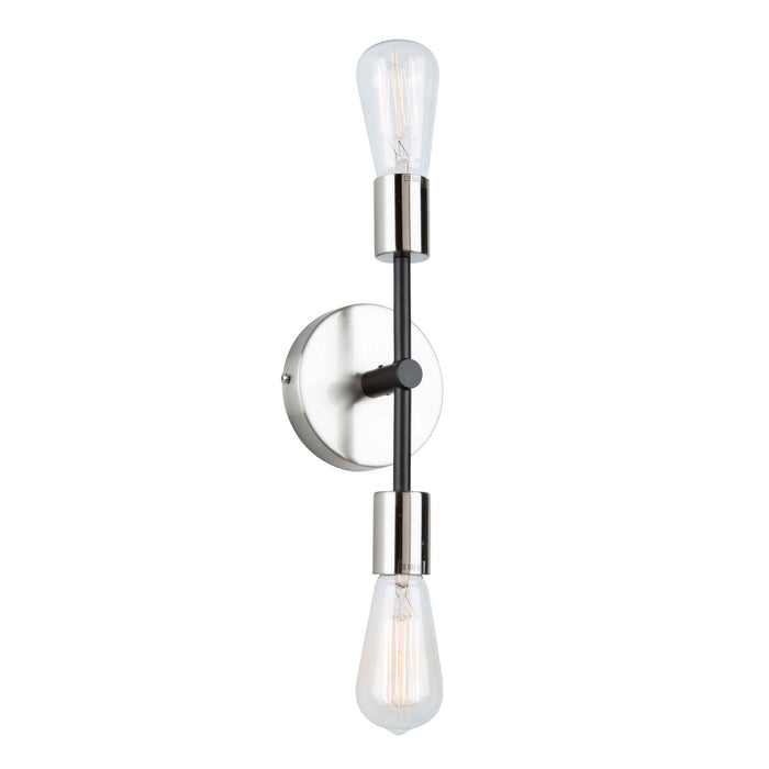 Artcraft AC11256NB Two Light Wall Sconce, Black & Brushed Nickel