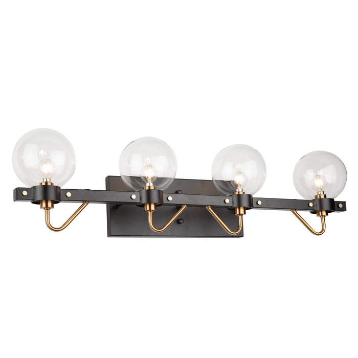 Artcraft AC11424CL Four Light Wall Mount, Matte Black & Harvest Brass