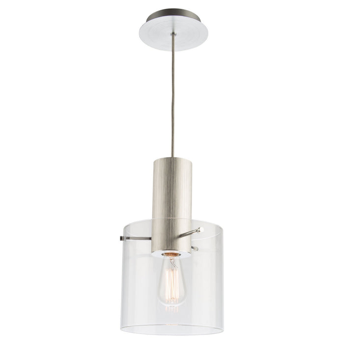 Artcraft AC11520CL One Light Pendant, Brushed Aluminum & Clear Glass