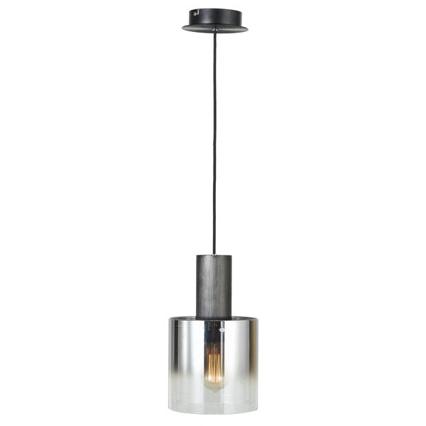Artcraft AC11520SM One Light Pendant, Satin Black & Smoke Glass