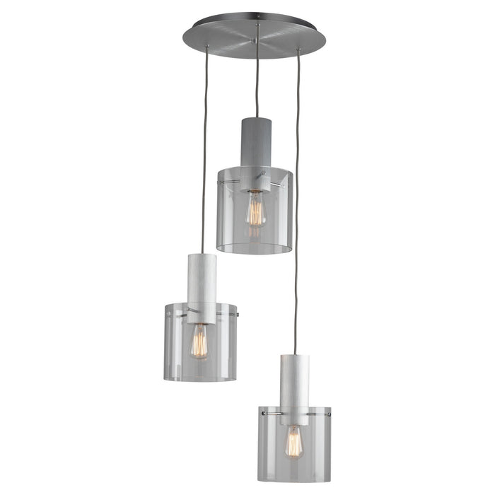 Artcraft AC11523CL Three Light Chandelier, Brushed Aluminum & Clear Glass