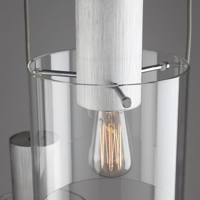 Artcraft AC11523CL Three Light Chandelier, Brushed Aluminum & Clear Glass