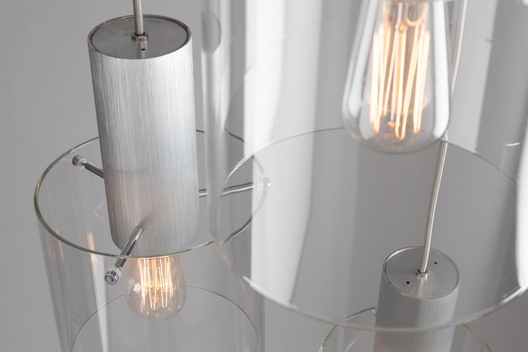 Artcraft AC11523CL Three Light Chandelier, Brushed Aluminum & Clear Glass