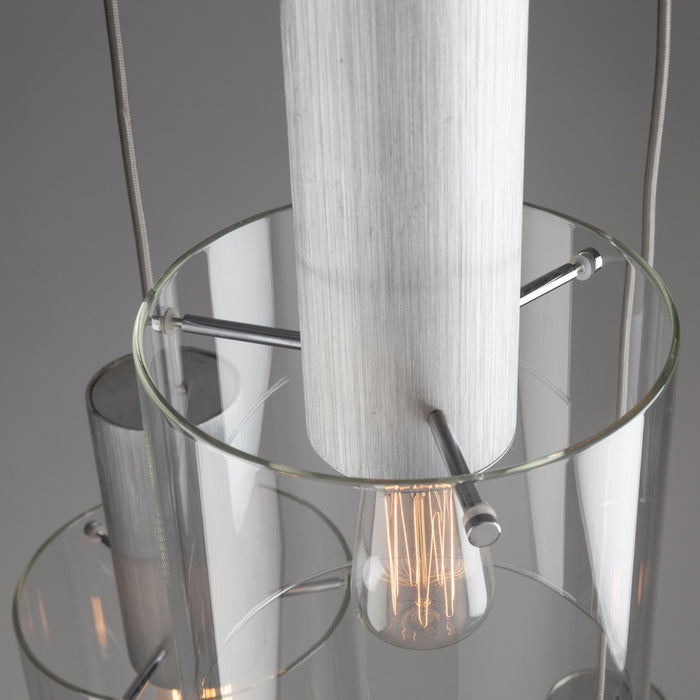 Artcraft AC11523CL Three Light Chandelier, Brushed Aluminum & Clear Glass