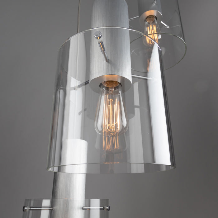 Artcraft AC11523CL Three Light Chandelier, Brushed Aluminum & Clear Glass