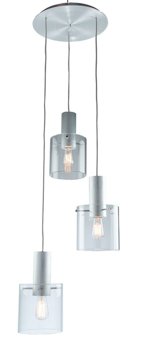 Artcraft AC11523CL Three Light Chandelier, Brushed Aluminum & Clear Glass