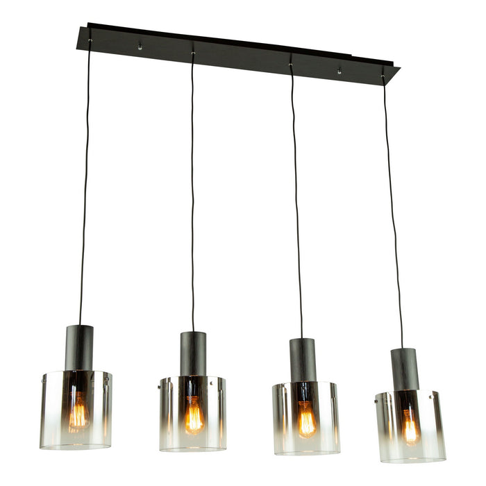 Artcraft AC11526SM Four Light Island Pendant, Satin Black & Smoke Glass