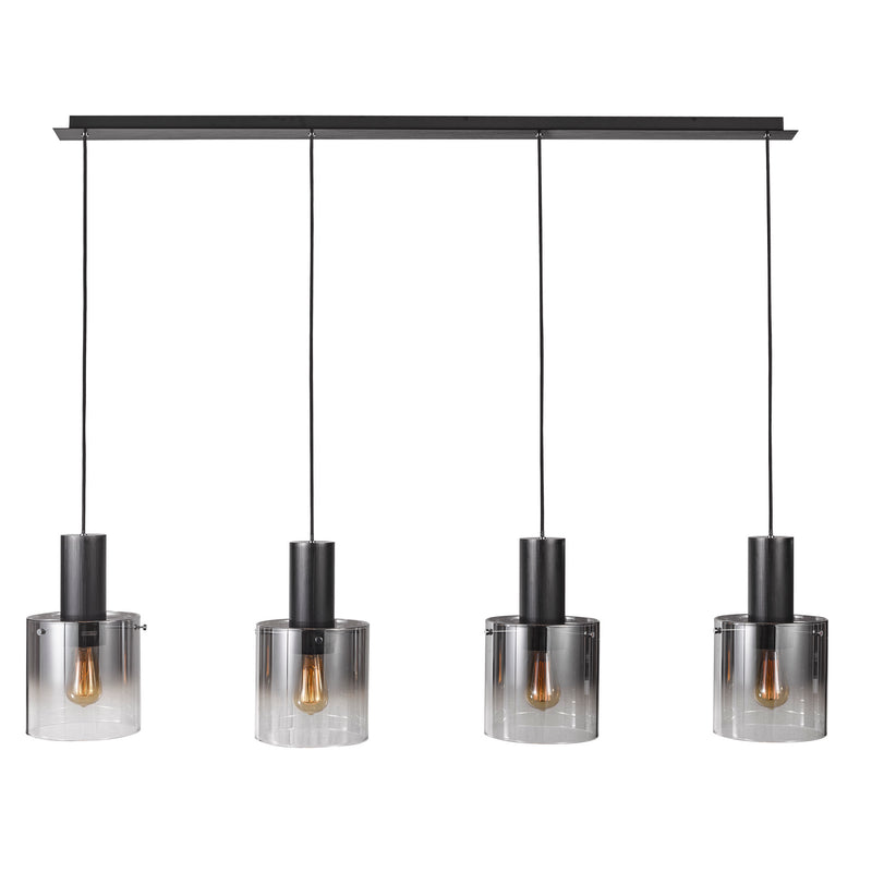 Artcraft AC11526SM Four Light Island Pendant, Satin Black & Smoke Glass