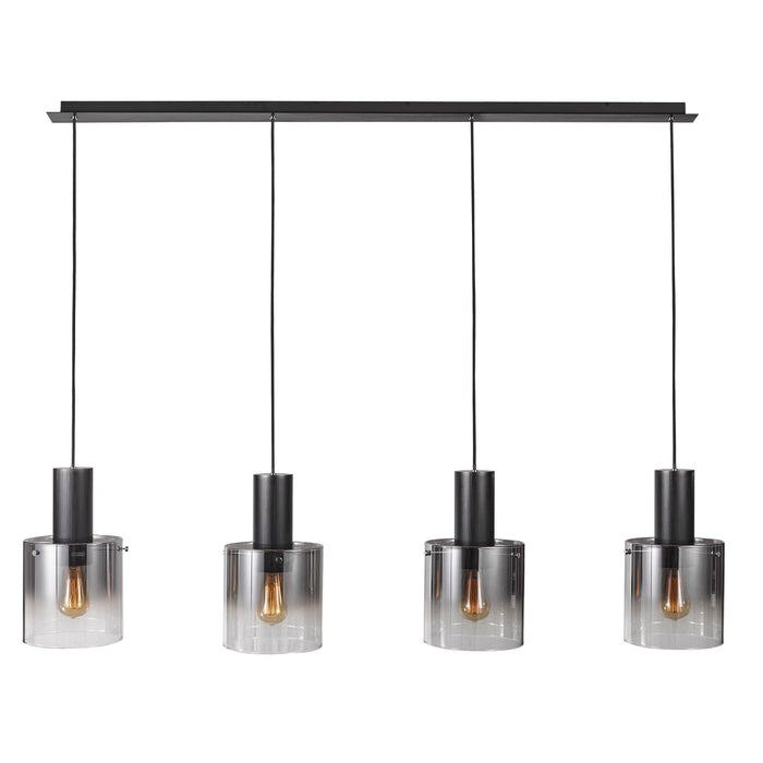 Artcraft AC11526SM Four Light Island Pendant, Satin Black & Smoke Glass