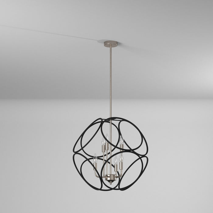 Artcraft AC11566NB Six Light Chandelier, Matte Black & Satin Nickel