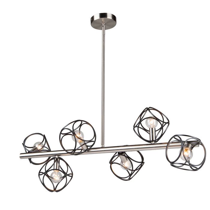 Artcraft AC11567NB Six Light Island Pendant, Matte Black & Satin Nickel