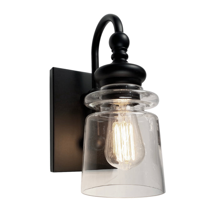 Artcraft AC11591BK One Light Wall Sconce, Black & Brass