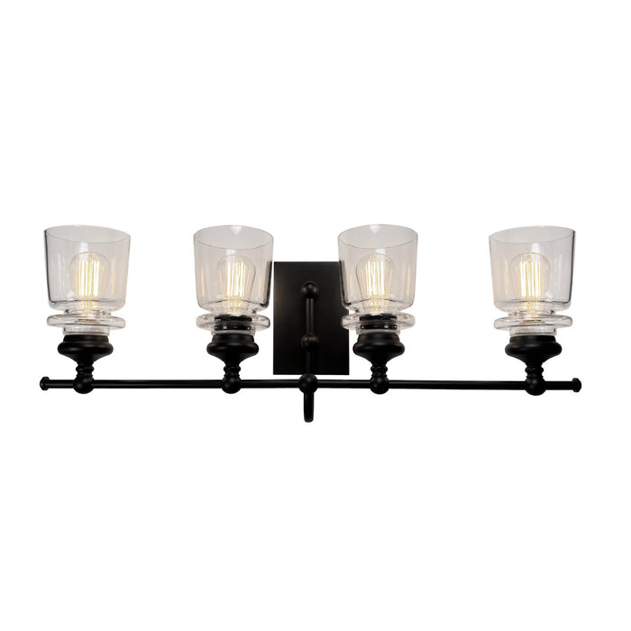 Artcraft AC11594BK Four Light Wall Mount, Black & Brass