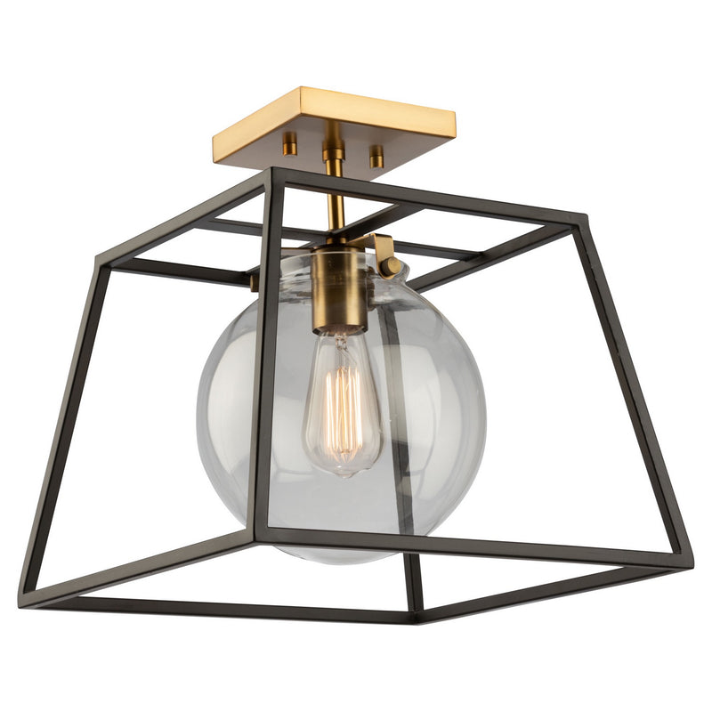 Artcraft AC11600VB One Light Semi-Flush Mount, Black & Harvest Brass