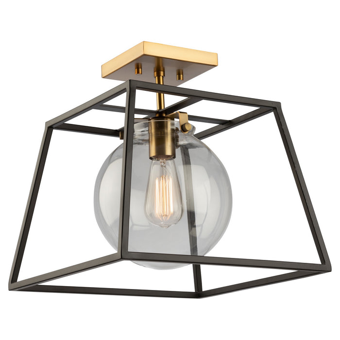 Artcraft AC11600VB One Light Semi-Flush Mount, Black & Harvest Brass