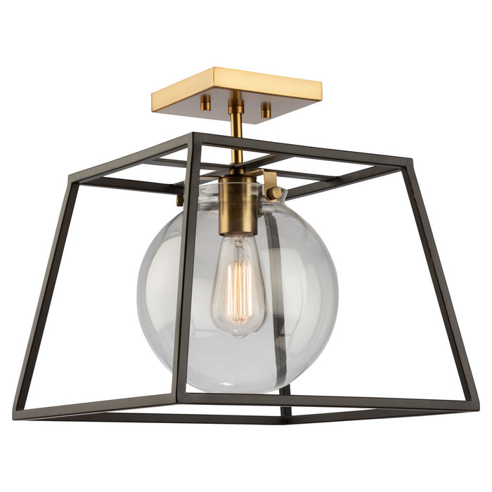 Artcraft AC11600VB One Light Semi-Flush Mount, Black & Harvest Brass