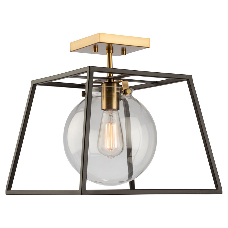 Artcraft AC11600VB One Light Semi-Flush Mount, Black & Harvest Brass