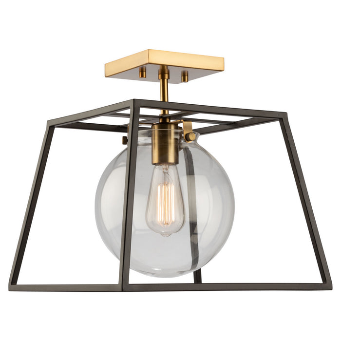 Artcraft AC11600VB One Light Semi-Flush Mount, Black & Harvest Brass