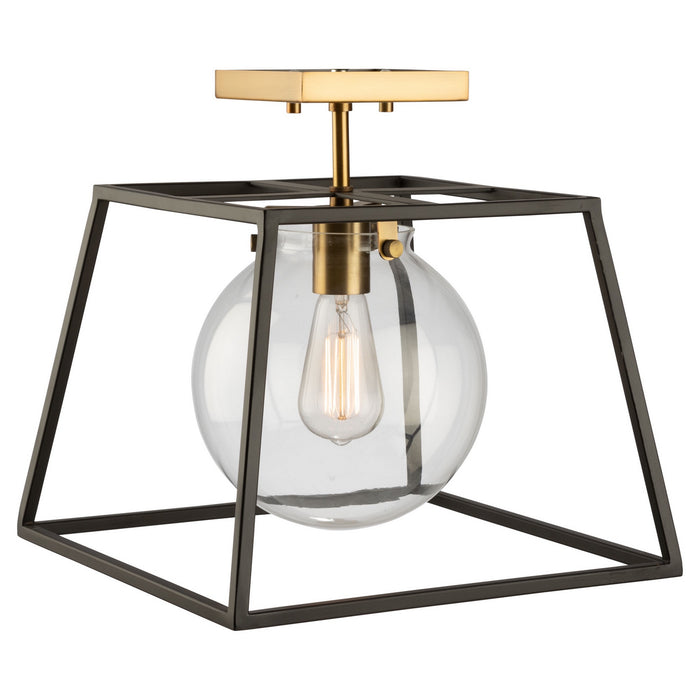 Artcraft AC11600VB One Light Semi-Flush Mount, Black & Harvest Brass