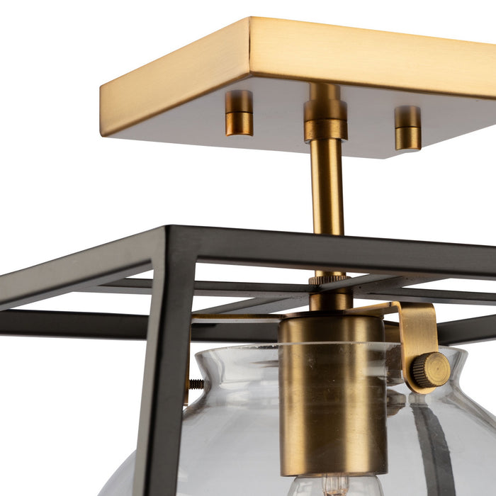 Artcraft AC11600VB One Light Semi-Flush Mount, Black & Harvest Brass