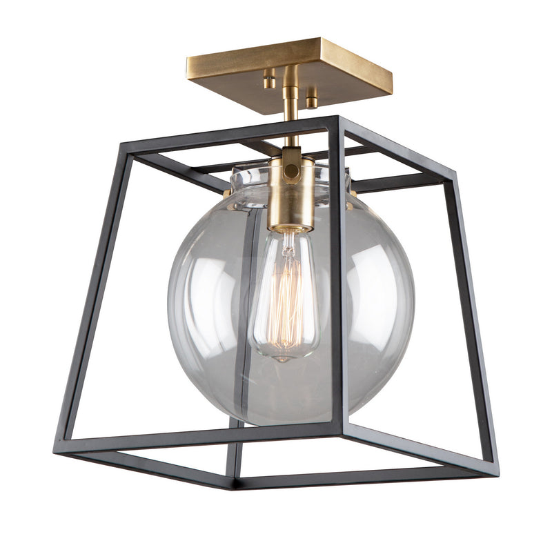 Artcraft AC11600VB One Light Semi-Flush Mount, Black & Harvest Brass