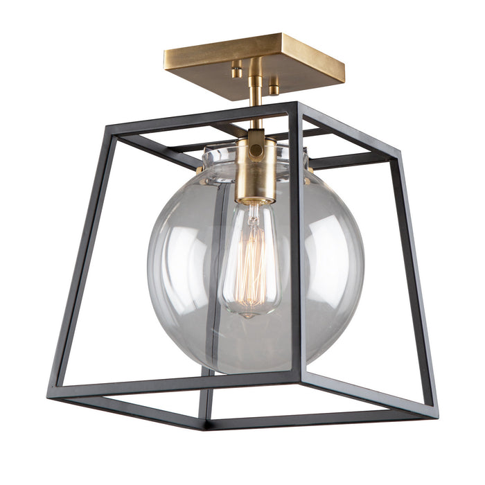 Artcraft AC11600VB One Light Semi-Flush Mount, Black & Harvest Brass