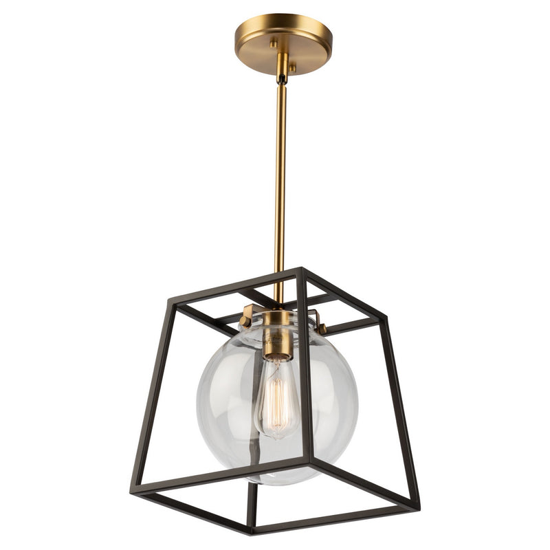 Artcraft AC11601VB One Light Pendant, Black & Harvest Brass