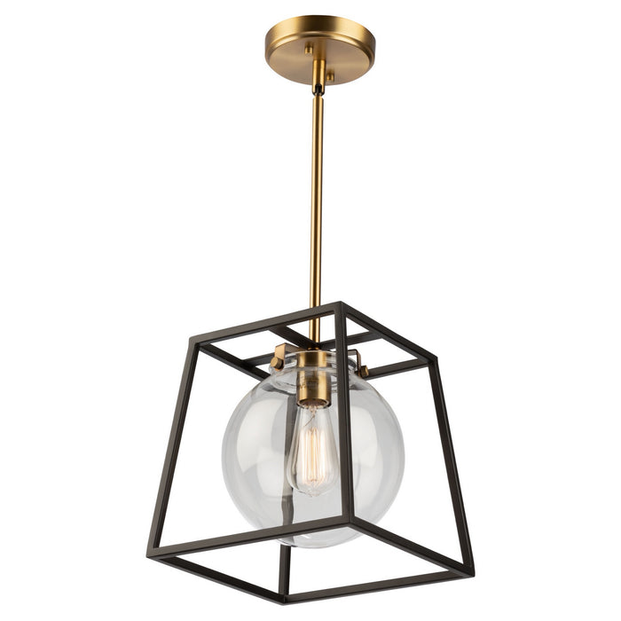Artcraft AC11601VB One Light Pendant, Black & Harvest Brass