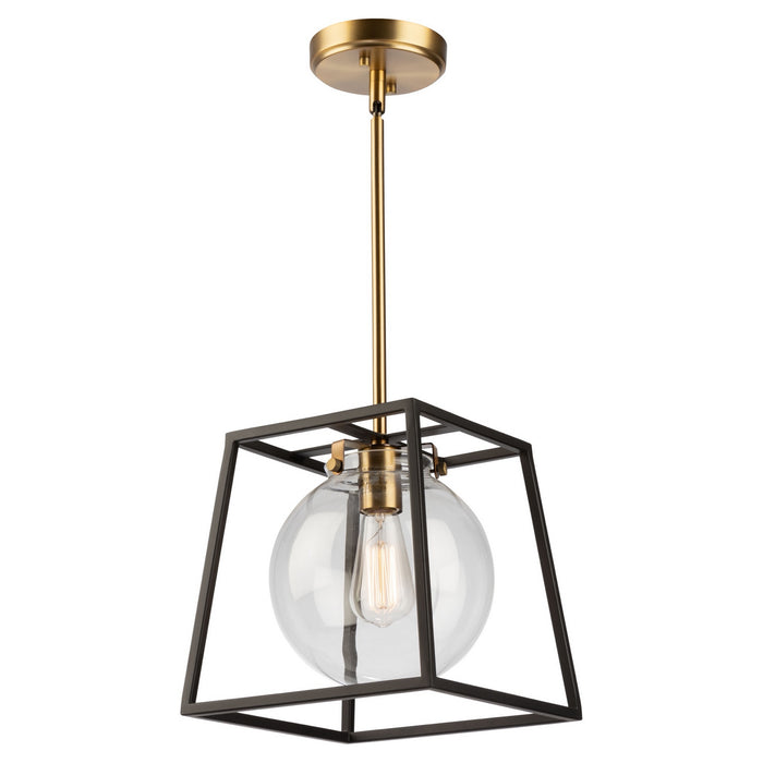 Artcraft AC11601VB One Light Pendant, Black & Harvest Brass