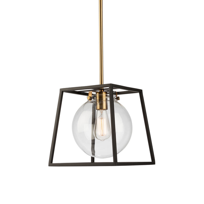 Artcraft AC11601VB One Light Pendant, Black & Harvest Brass