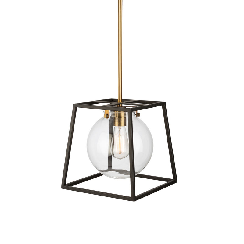 Artcraft AC11601VB One Light Pendant, Black & Harvest Brass