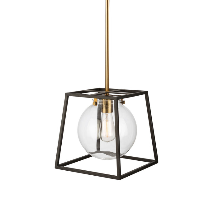 Artcraft AC11601VB One Light Pendant, Black & Harvest Brass
