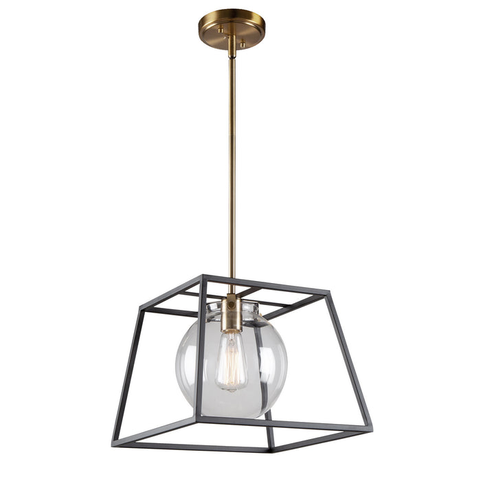 Artcraft AC11601VB One Light Pendant, Black & Harvest Brass