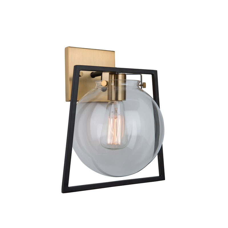 Artcraft AC11602VB One Light Wall Sconce, Black & Harvest Brass