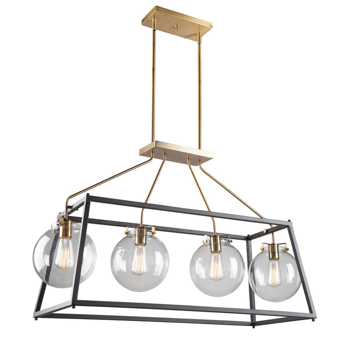 Artcraft AC11604VB Four Light Island Pendant, Black & Harvest Brass