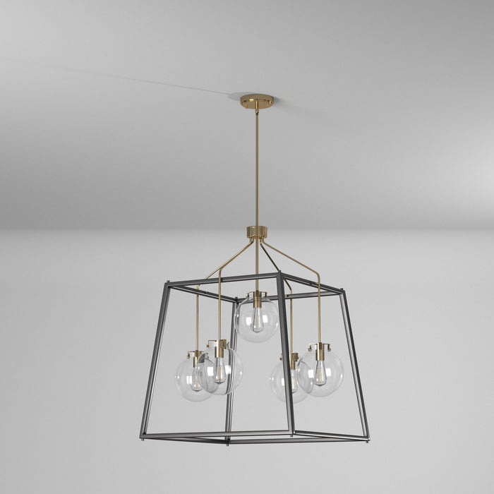 Artcraft AC11605VB Five Light Chandelier, Black & Harvest Brass