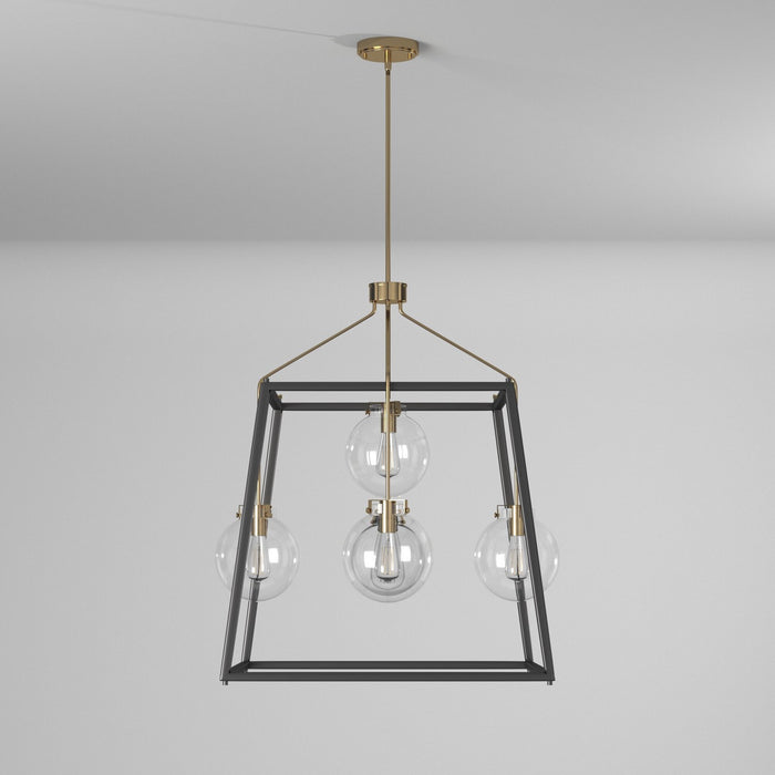 Artcraft AC11605VB Five Light Chandelier, Black & Harvest Brass