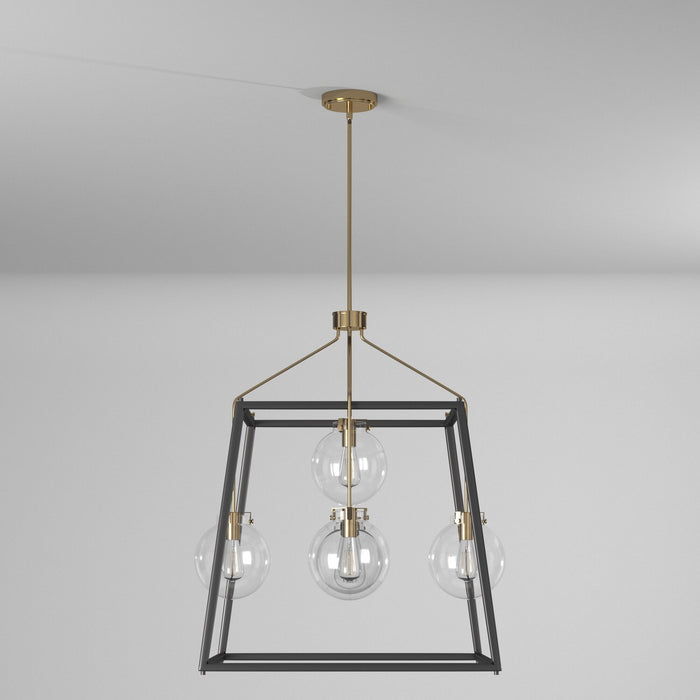 Artcraft AC11605VB Five Light Chandelier, Black & Harvest Brass